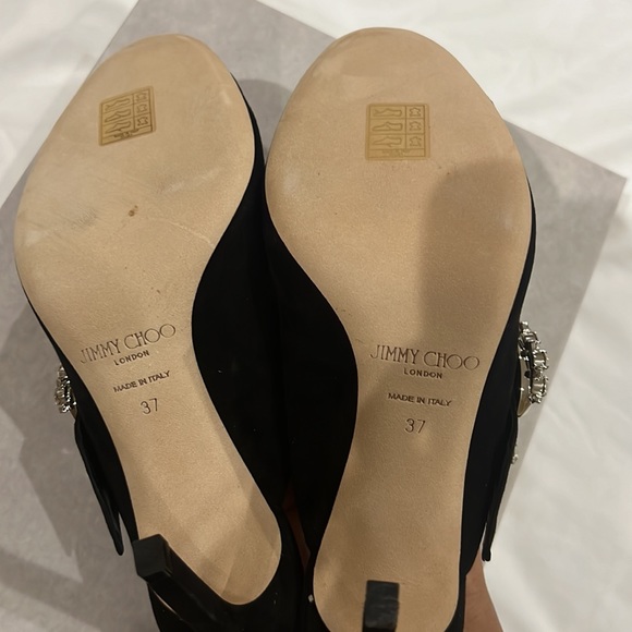 JIMMY CHOO black suede mules with crystal buckle. Size 37. NWT - Picture 7 of 8